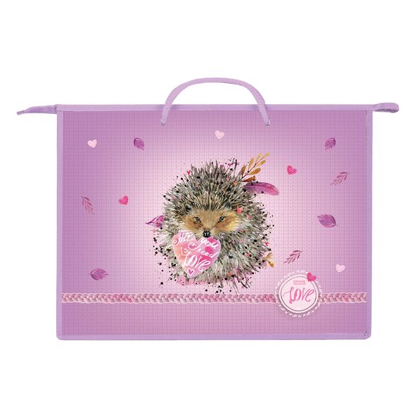 Папка для тетрадей Пластиковая А3ф Hatber 1 отделение с РУЧКАМИ на молнии-Мягкие колючки-  в индив.упак. , 